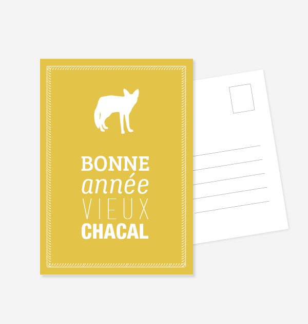 Carte postale Bonne année Vieux Chacal