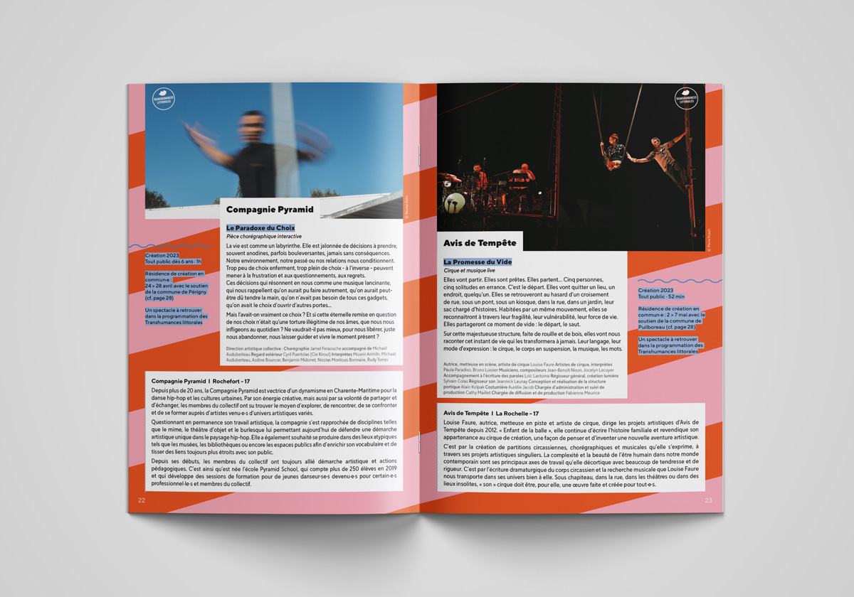 brochure 2022-2023 du CNAREP Sur le Pont par Camille Garnier graphiste freelance