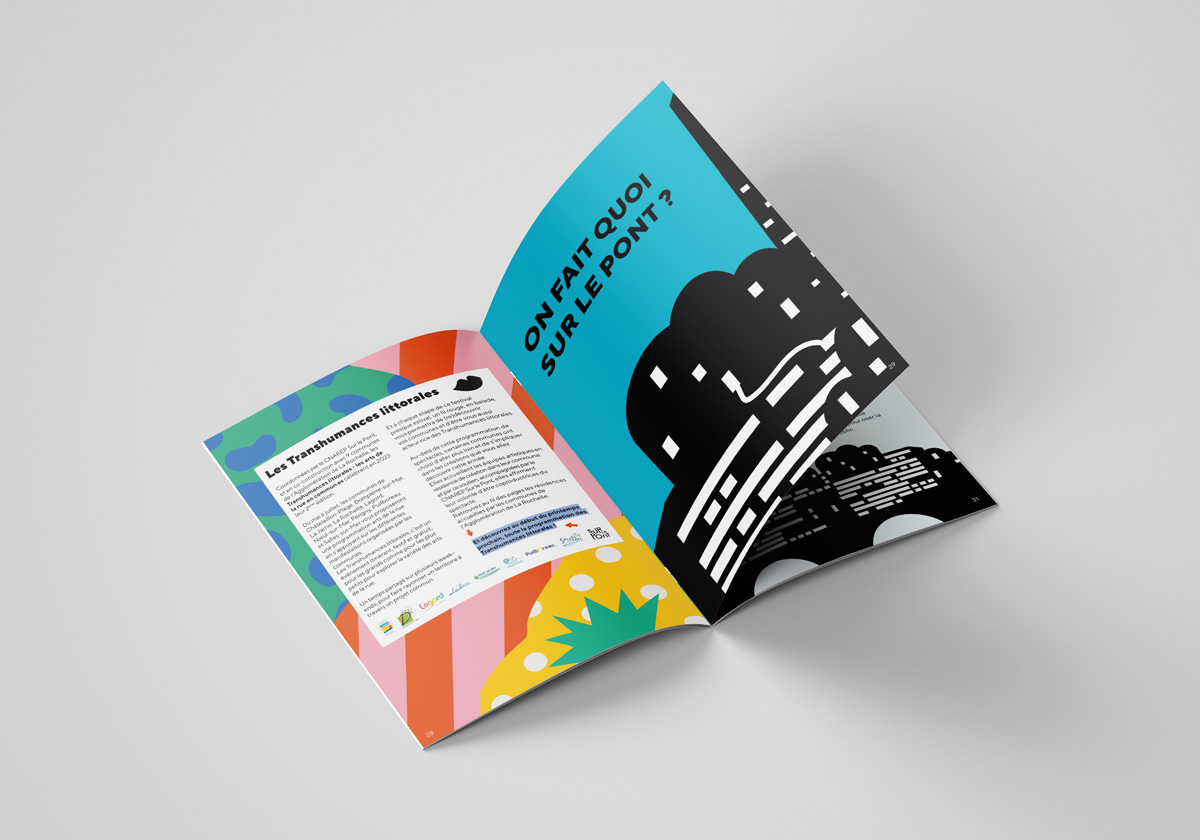 brochure 2022-2023 du CNAREP Sur le Pont par Camille Garnier graphiste freelance