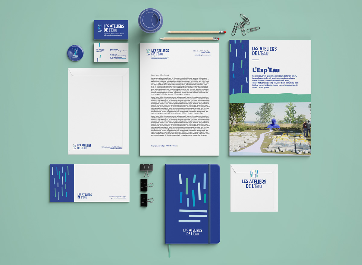 identité visuelle des ateliers de l'eau par camille garnier graphiste freelance